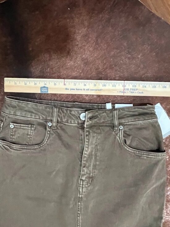 STS Blue Maddie Maxi Denim Skirt Olive Green 28 - Picture 3 of 9